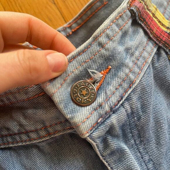 70s Vintage Faded Glory Light Wash Bell Bottoms w. Plaid Detailing - Picture 8 of 15